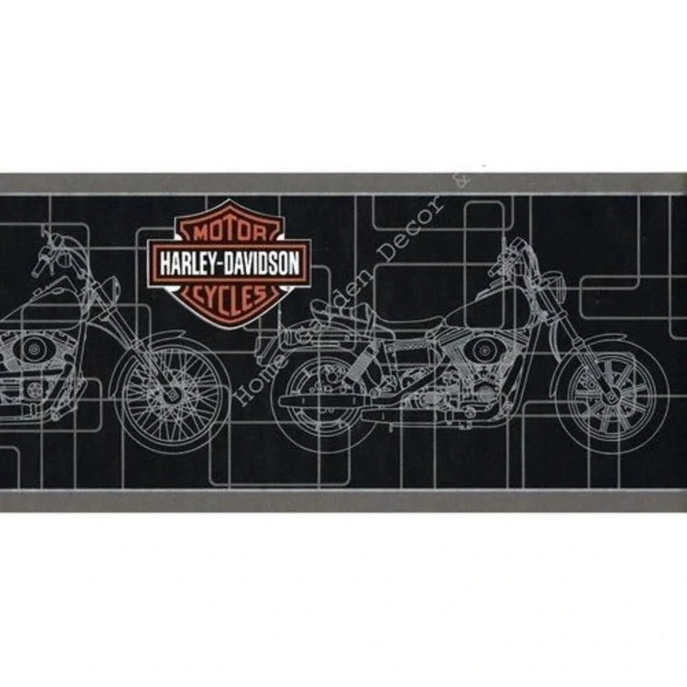 Harley Davidson Motorcycle Engine Wallpaper Border Black Silver 12ft 39963 NEW